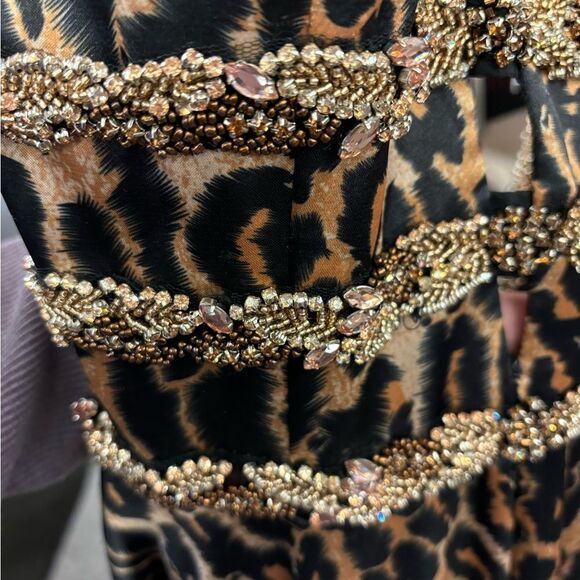 Sherri Hill Ladies 2 Black Leopard Formal Dress NEW Style - Picture 2 of 5